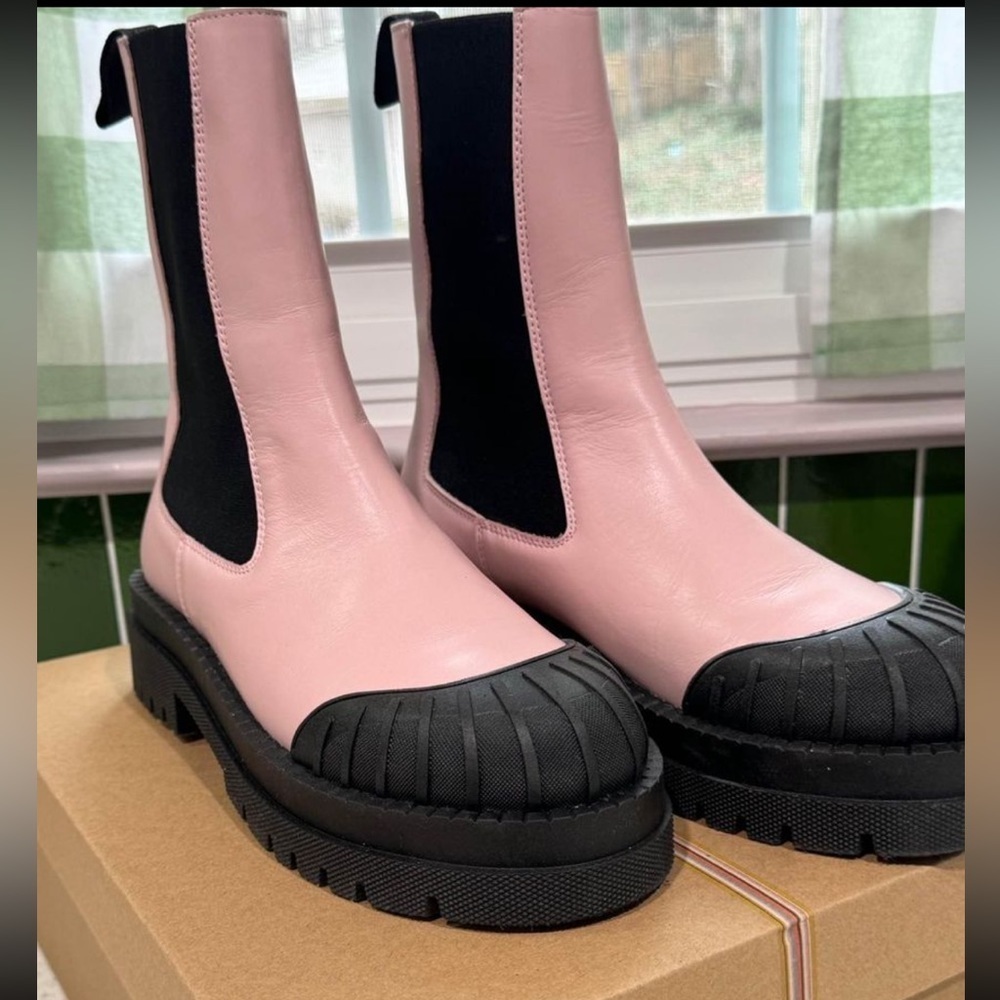 Maeve Pink and Black Platform Chelsea Combat Boots